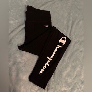 Champion Black Leggings with White Logo